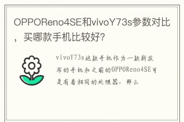OPPOReno4SE��vivoY73s�����Աȣ����Ŀ��ֻ��ȽϺã�