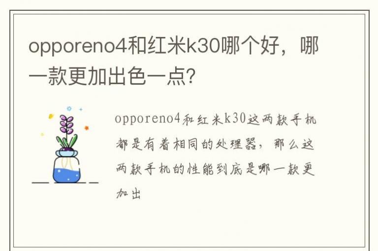 opporeno4�ͺ���k30�ĸ��ã���һ����ӳ�ɫһ�㣿