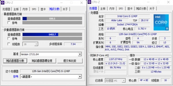 ���ſ��i5-1240P�Ա�����7 5825U���˶����ܺ�